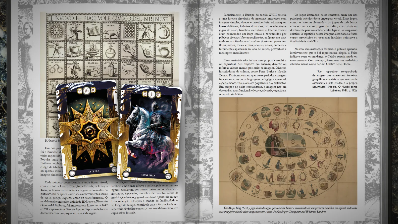 As cartas Estrela e Cavaleiro sobre o livro aberto, no exercício de um par por dia