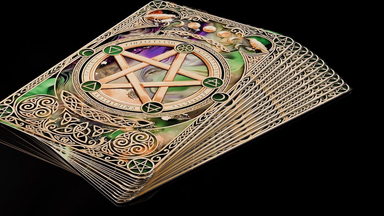 O Verso das Cartas: a pilha de cartas de costas, com verso envernizado