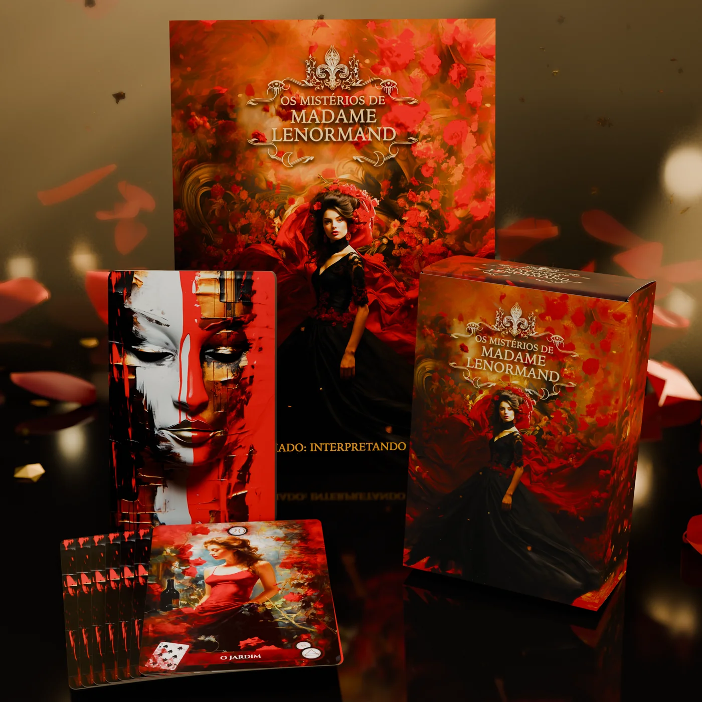 O kit do baralho Madame Lenormand: a caixa rígida, as cartas e a revista