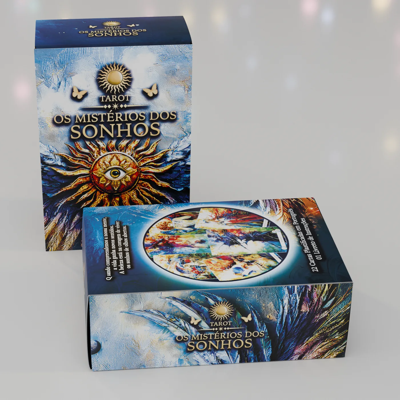 A caixa rígida de Os Mistérios dos Sonhos sobre um fundo perolado