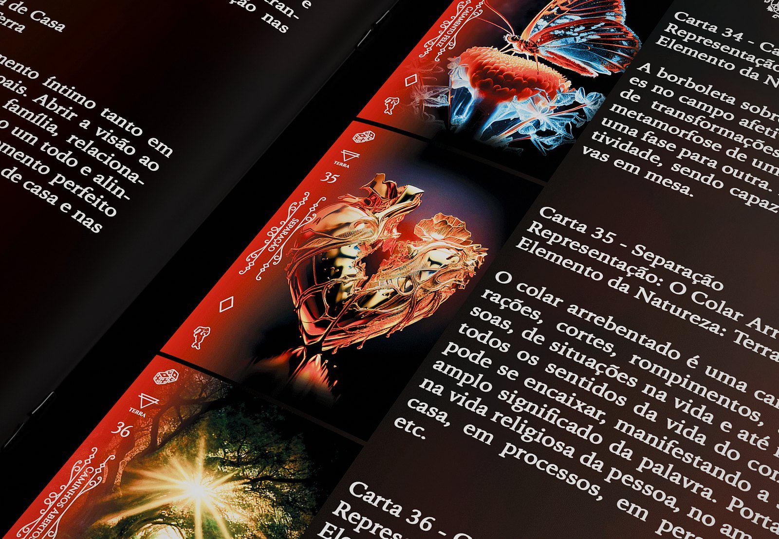 Páginas da revista do baralho Zé Pelintra com as cartas e os significados