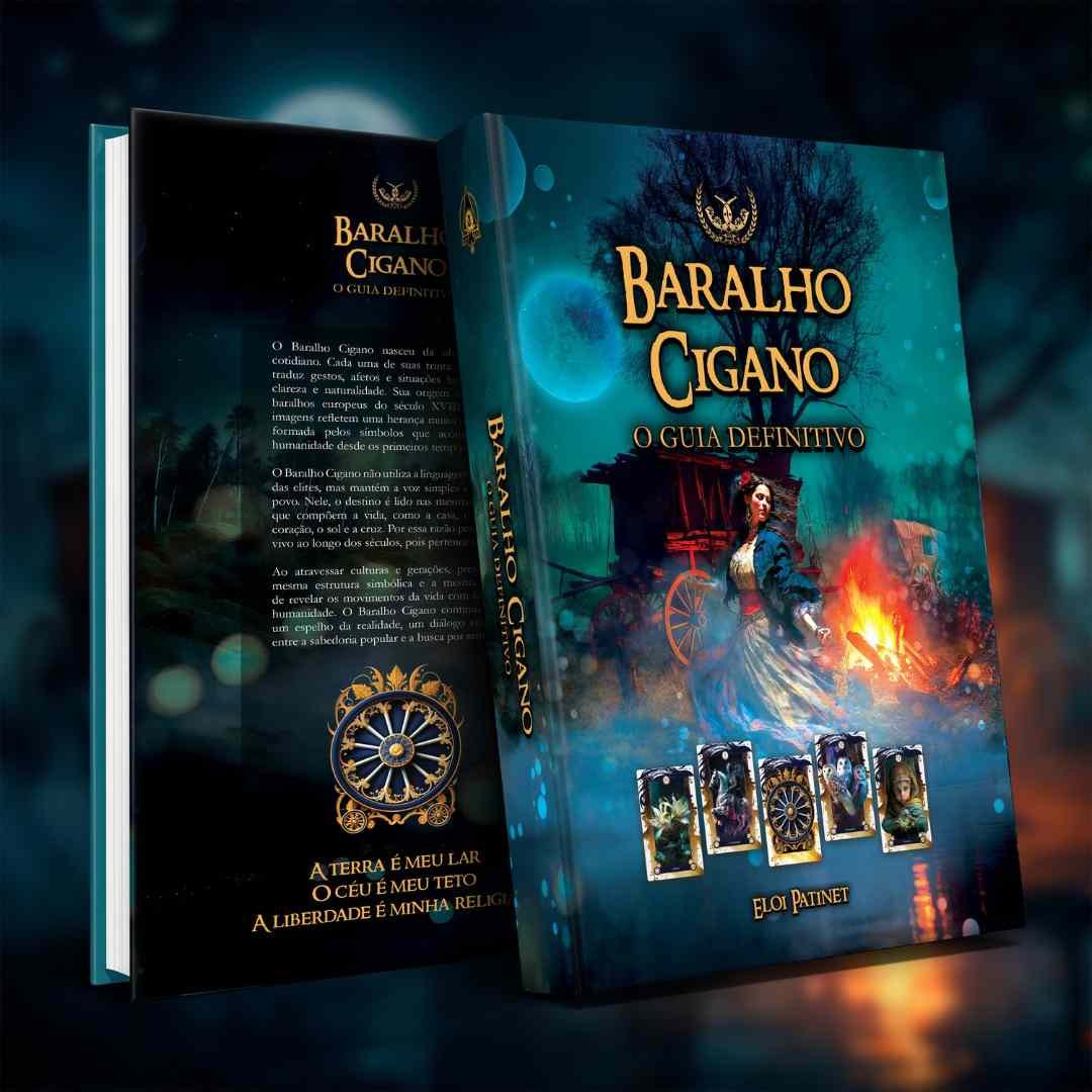 Livro físico Baralho Cigano — O Guia Definitivo, capa, lombada e contracapa