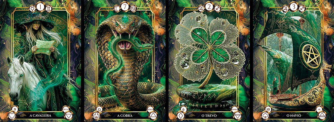 Cartas do baralho Os Mistérios das Bruxas